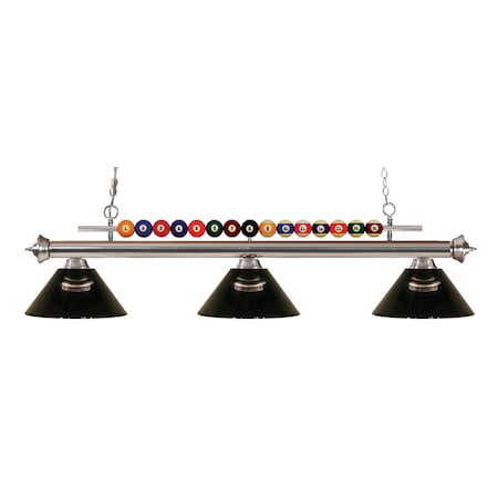 Z-Lite Shark 3 Light Billiard Light, Brushed Nickel & Smoke 170BN-ARS